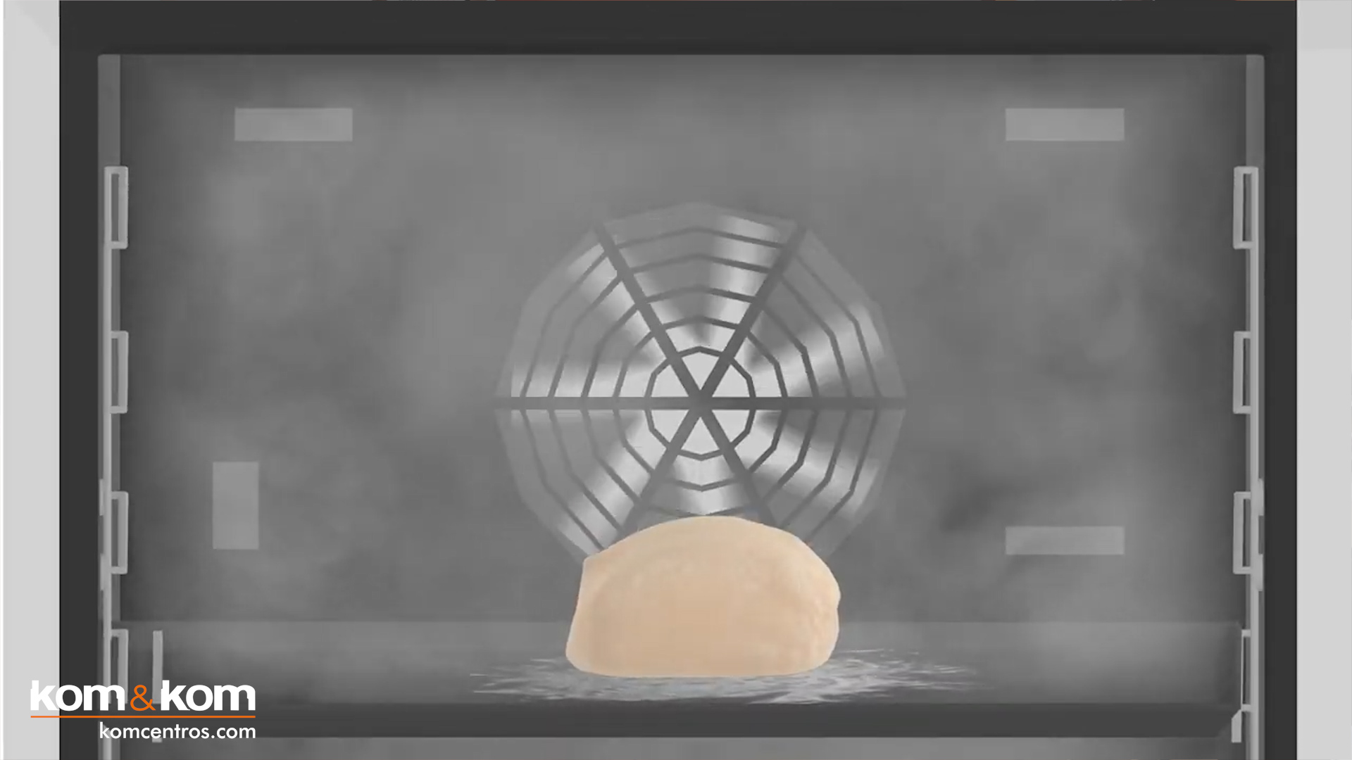 ilustración de un horno con función vapor mientras funciona